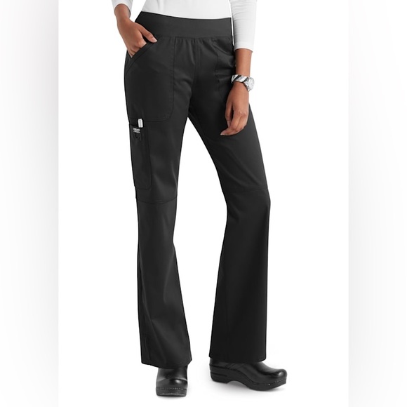 Cherokee Workwear Revolution Black Scrub Mock Wrap Top and Pants XXS Set - Picture 3 of 3